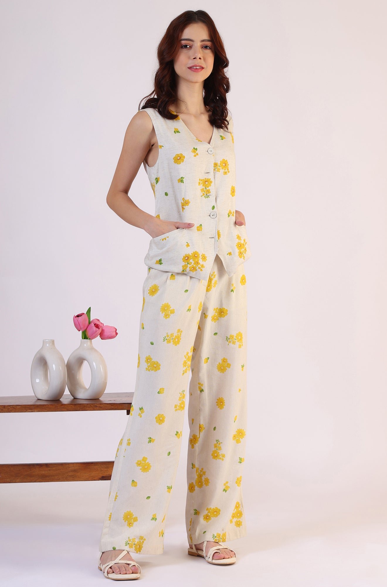 Floral Printed Rayon Top & Parallel Pant Co-Ord Set - Image 6