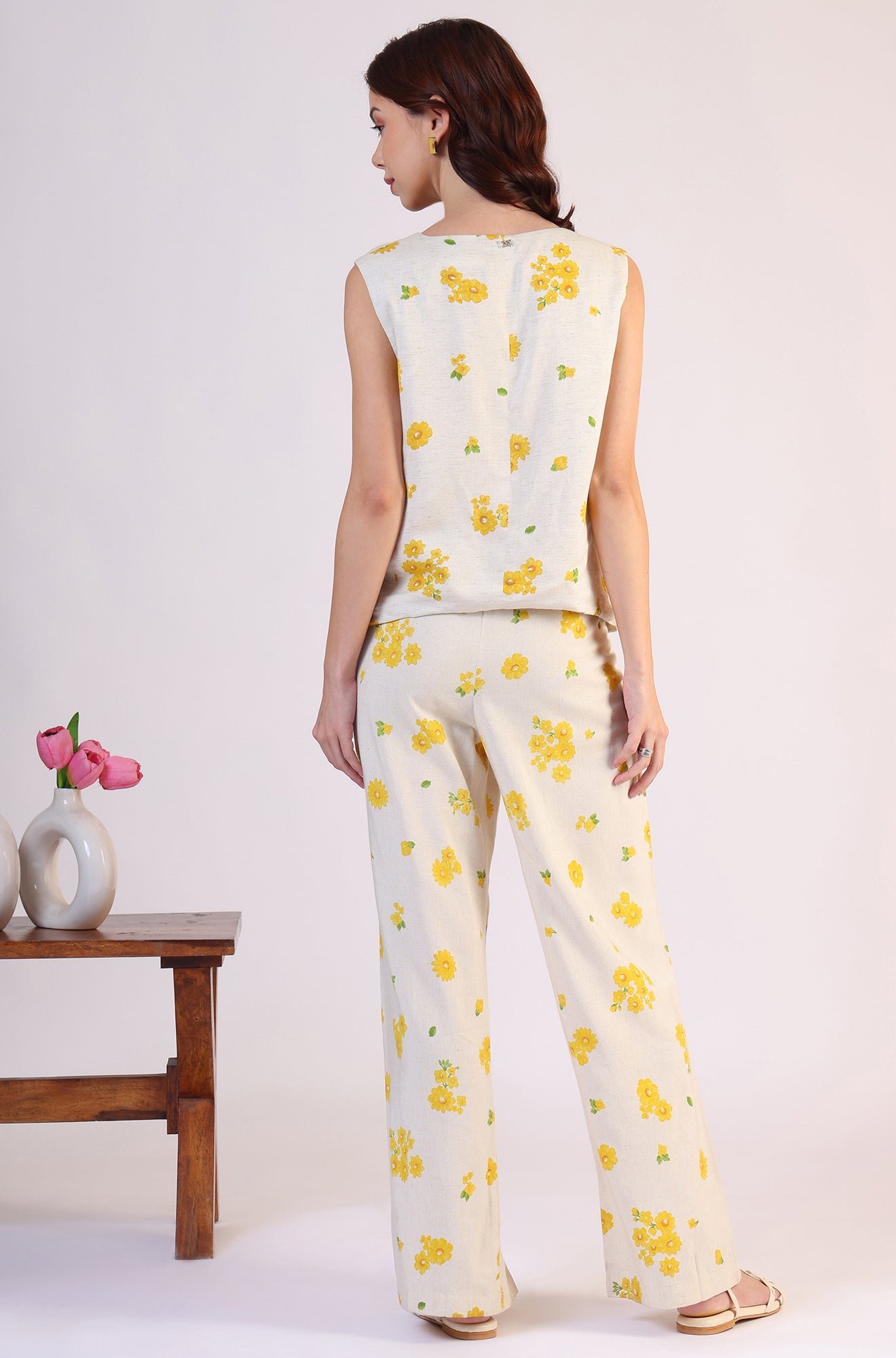 Floral Printed Rayon Top & Parallel Pant Co-Ord Set - Image 5